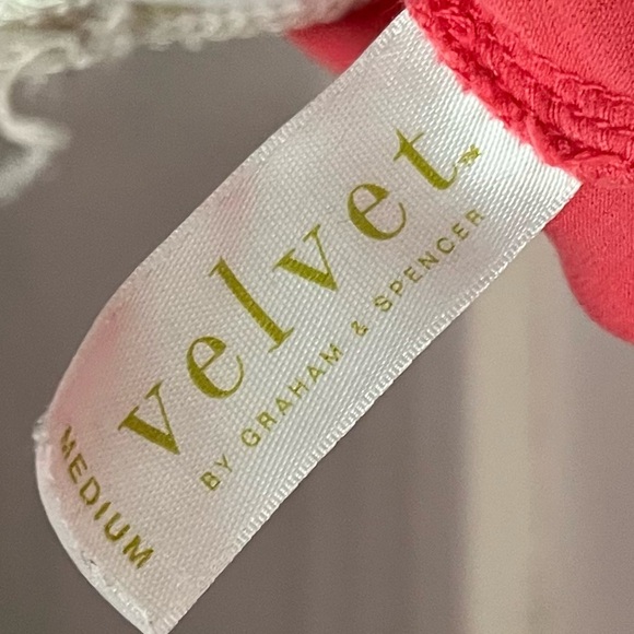 Velvet by Graham & Spencer • Women's V-Neck Coral T-Shirt - Picture 3 of 5